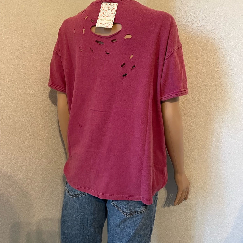 Distressed Magenta Tee